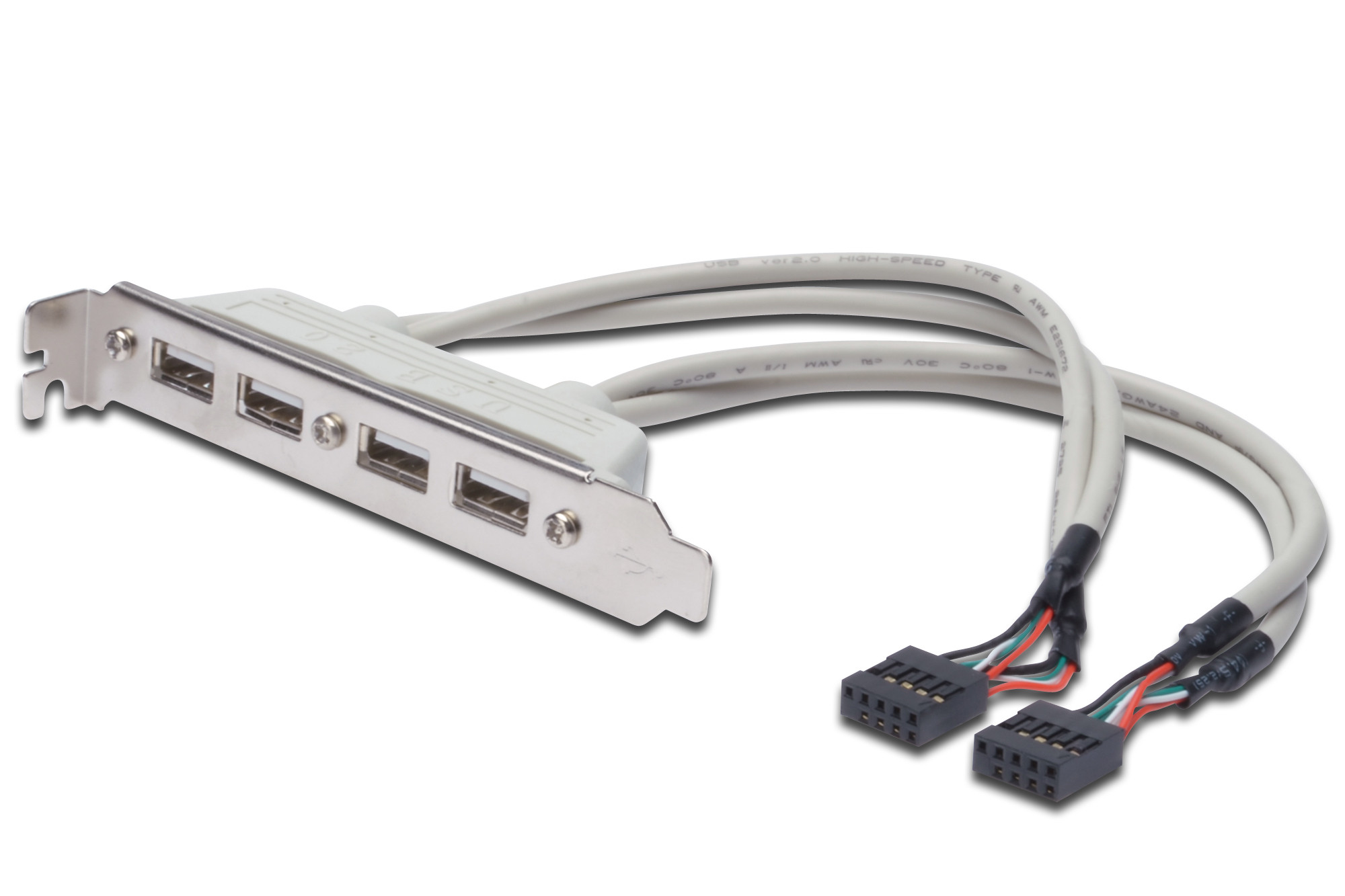 BildeDIGITUS USB slot bracket cable 4--USB-A to IDC 0.25 m, White