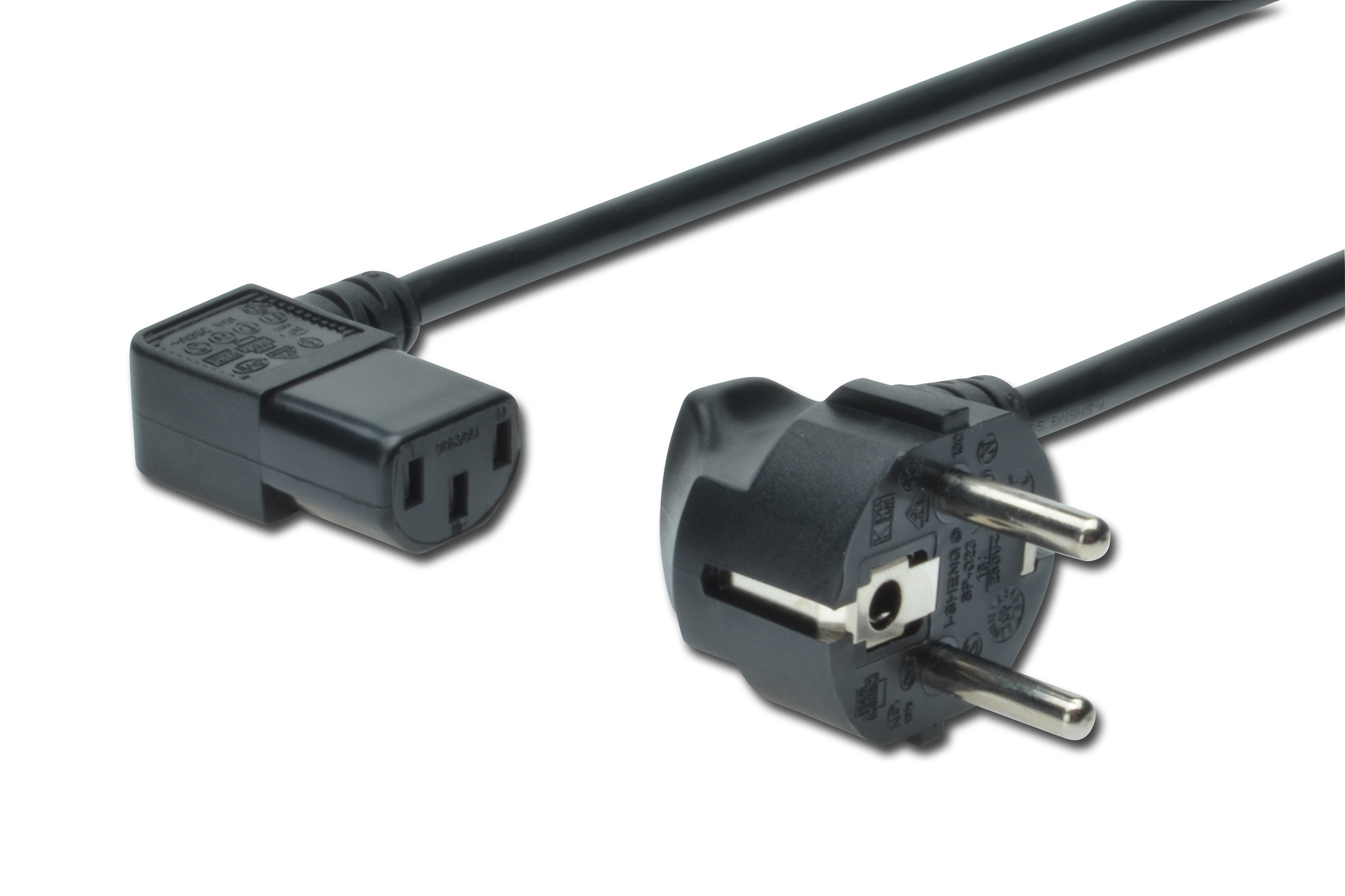 BildeDIGITUS power cord CEE 7/7 to C13 angled 1.8 m black