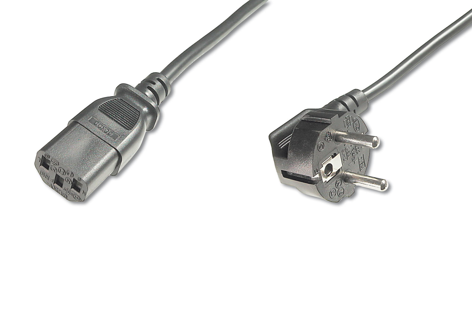 BildeDIGITUS power cord CEE 7/7 to C13 angled 0.75 m black