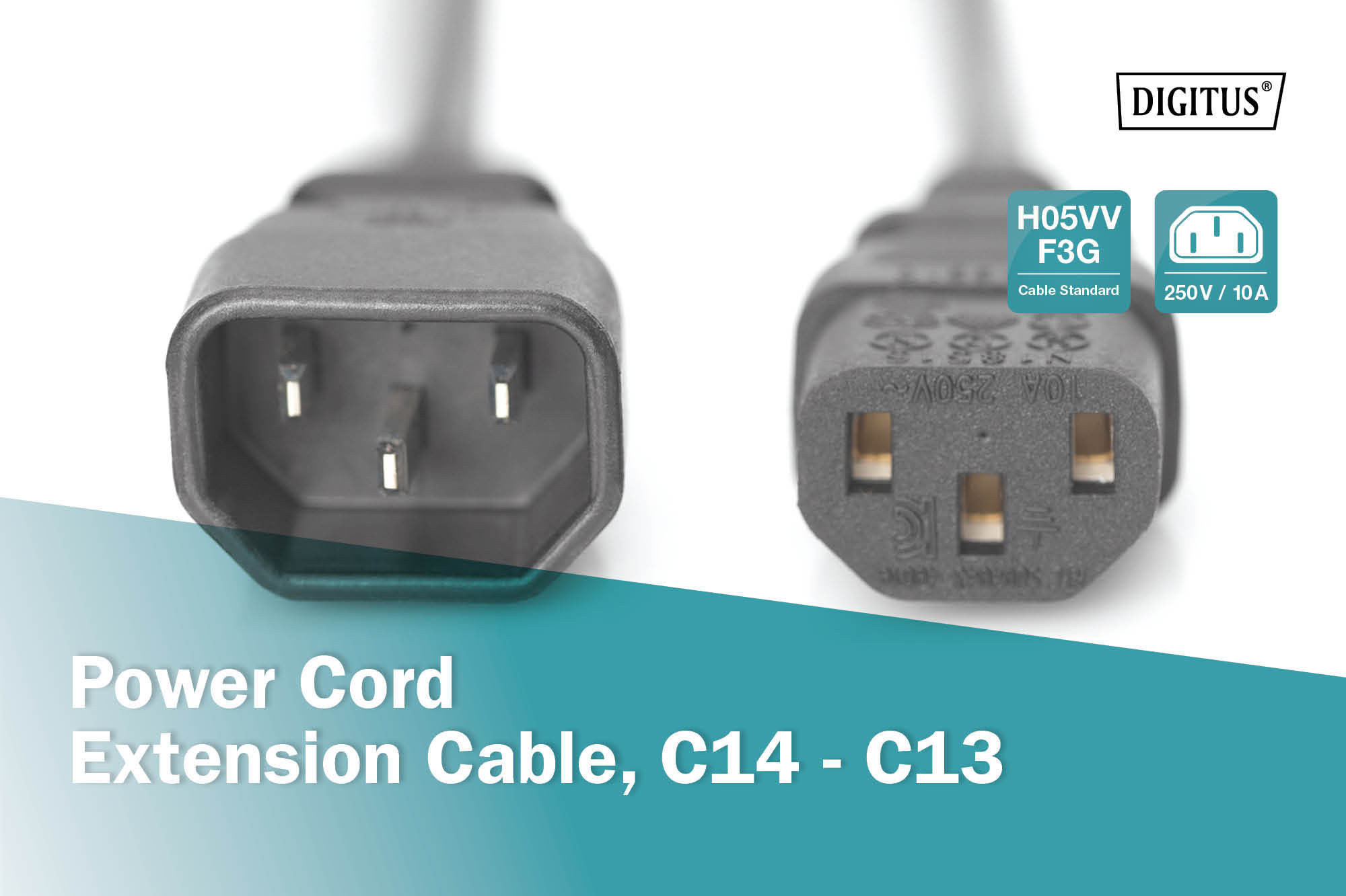 BildeDIGITUS power cord extension C14 to C13 1.2 m, Black