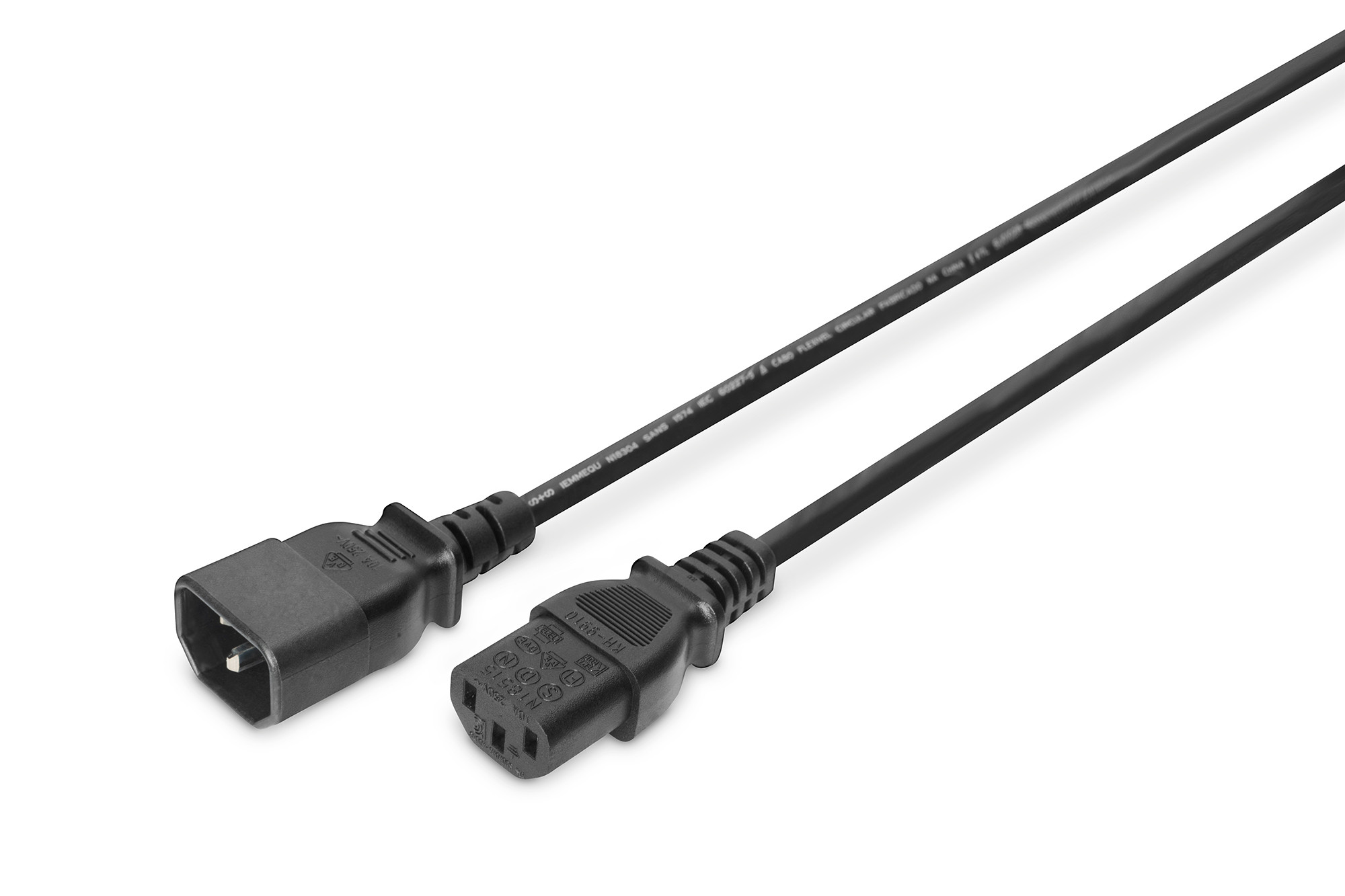 DIGITUS power cord extension C14 to C13 1.2 m, Black