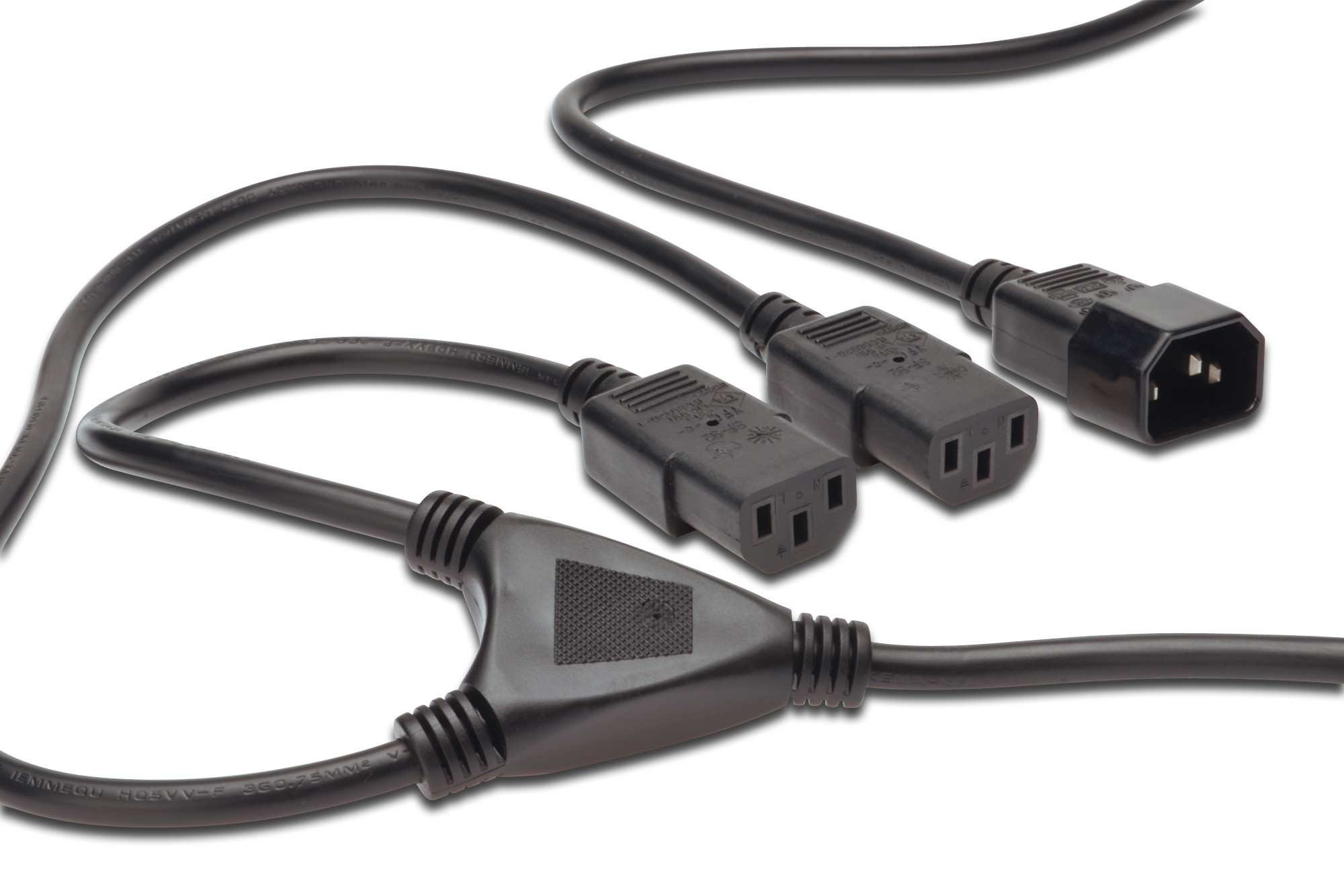 BildeDIGITUS power cord splitter C14 to 2 x C13 1.7 m, Black