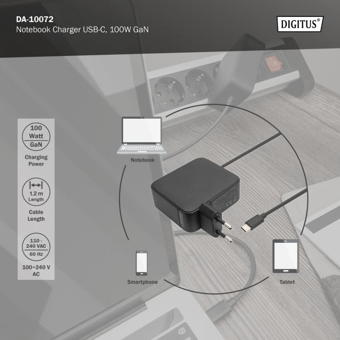 DIGITUS Notebook charger USB-C PSU 100W PD 3.0