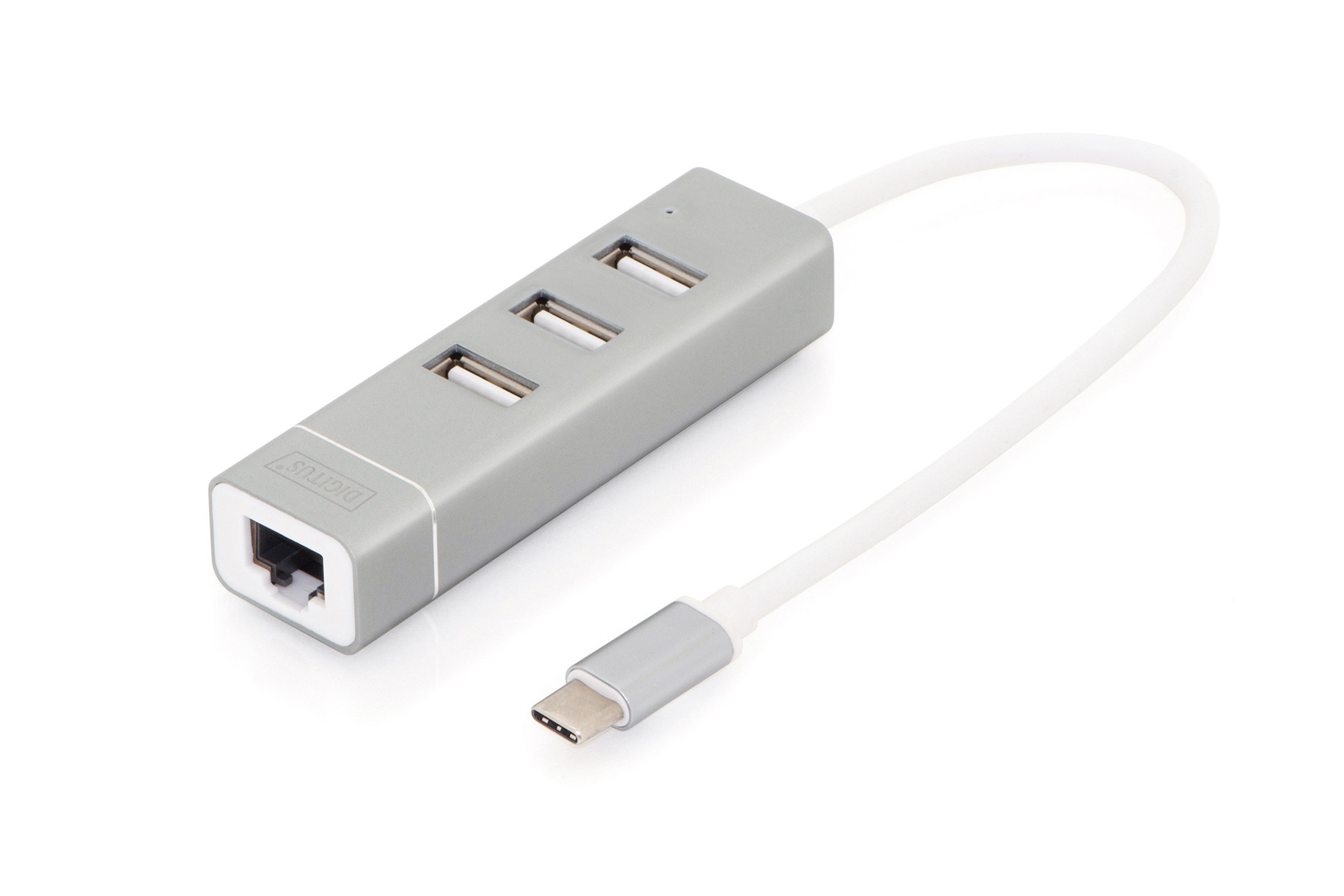 BildeDIGITUS USB-C hub 3 x USB-A with Fast Ethernet, Silver