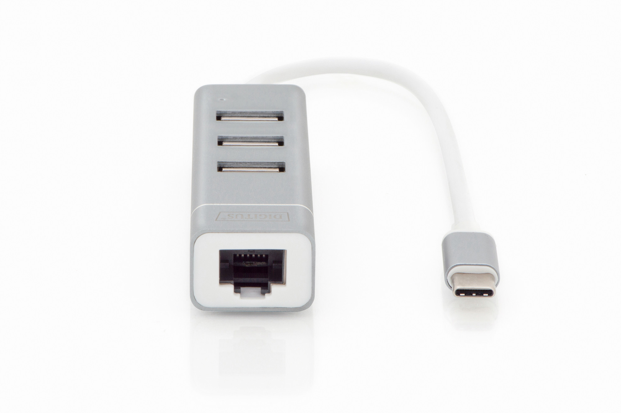 DIGITUS USB-C hub 3 x USB-A with Fast Ethernet, Silver