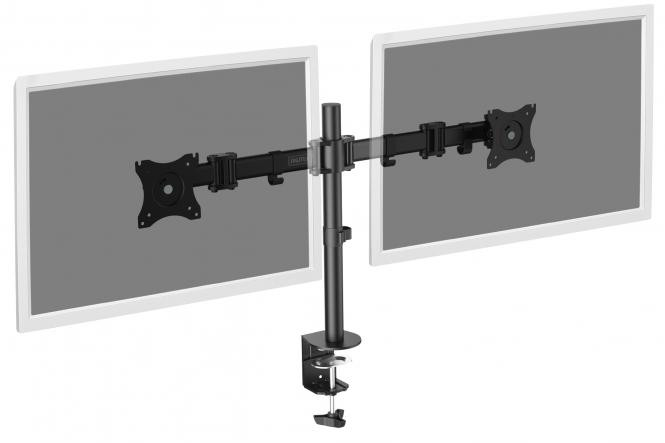DIGITUS Dual Monitor Desk Clamp Mount, VESA max100x100