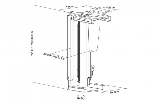DIGITUS PC Table Mount, 10 kg max H: 300-510