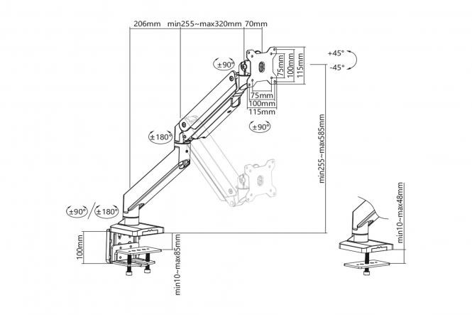 DIGITUS Single monitor mount, 35'', 15 kg