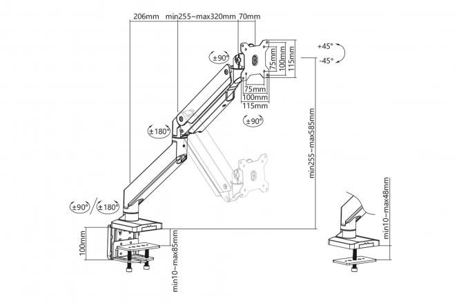 DIGITUS Dual monitor mount, 2x 35'', 2x 15 kg