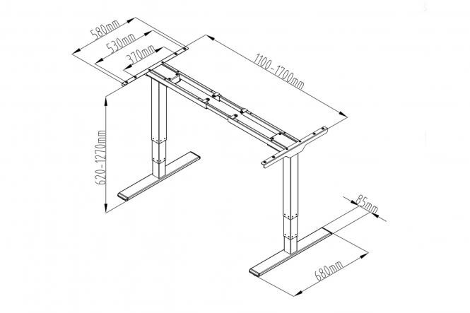 DIGITUS Electric Height adj. Desk Frame Dual motor, 3-stages