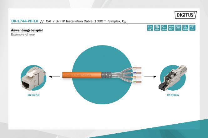 DIGITUS CAT 7 S-FTP installation cable, AWG 23/1, 1000m
