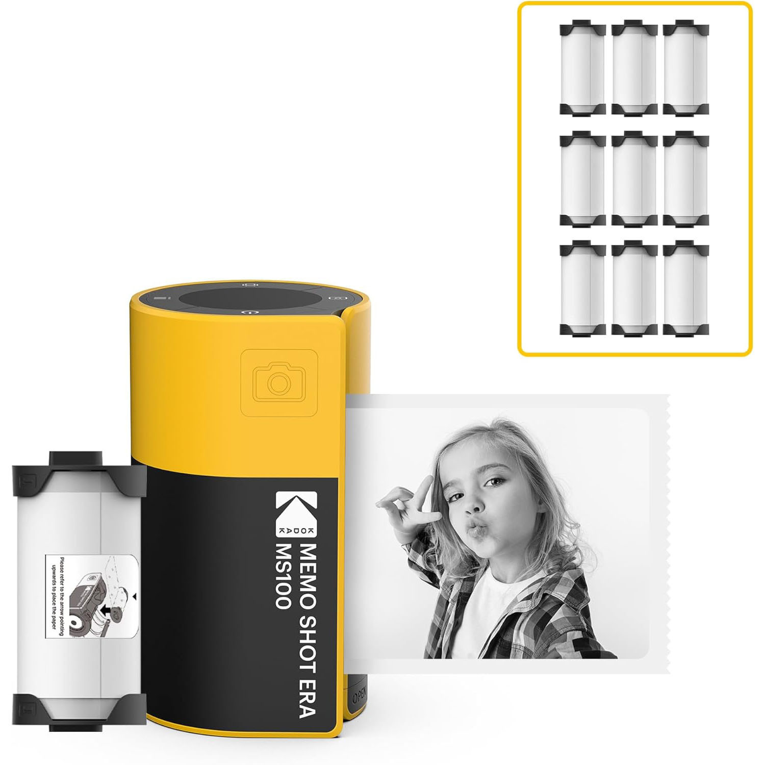 KODAK Instant Camera Memo Shot MS100 Yellow Bundle