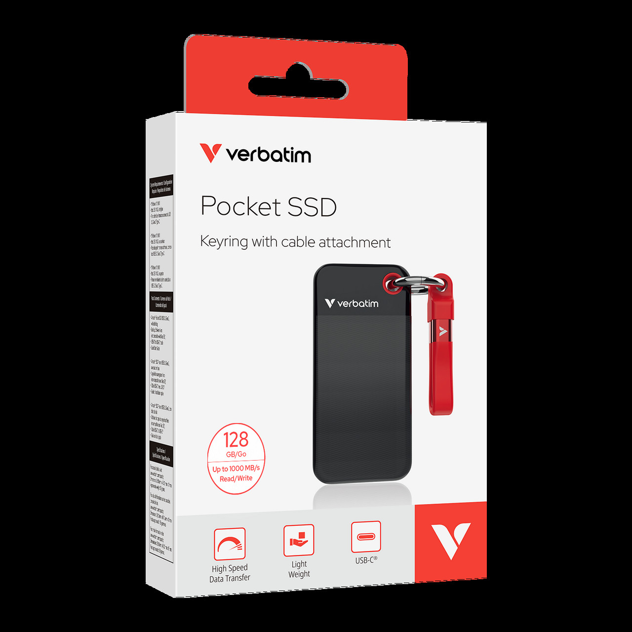 Verbatim Pocket SSD USB 3.2 Gen 2 128GB Black/Red