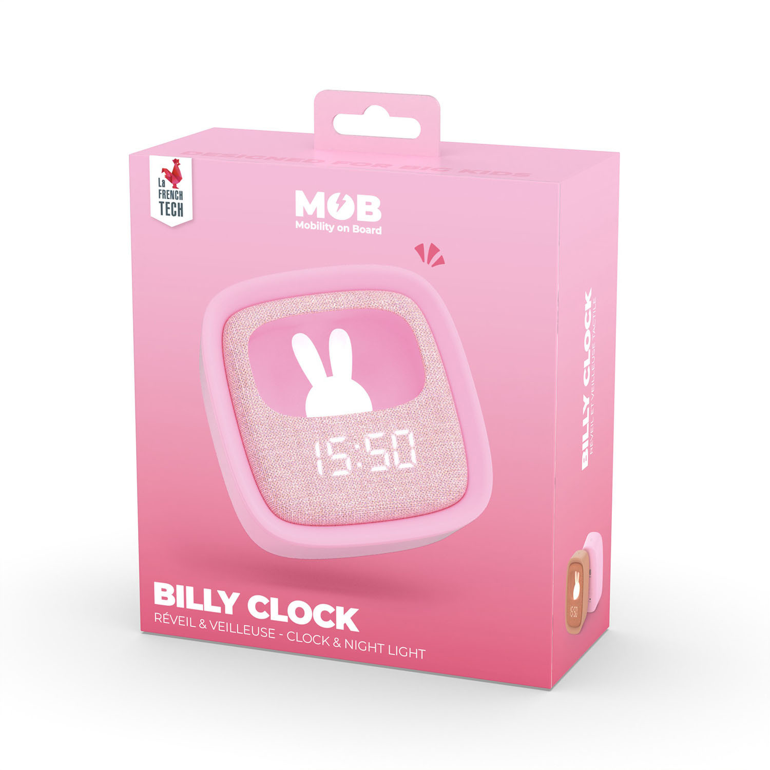 MOB Alarm Clock with Light Billy Clock Pink Marshmallow