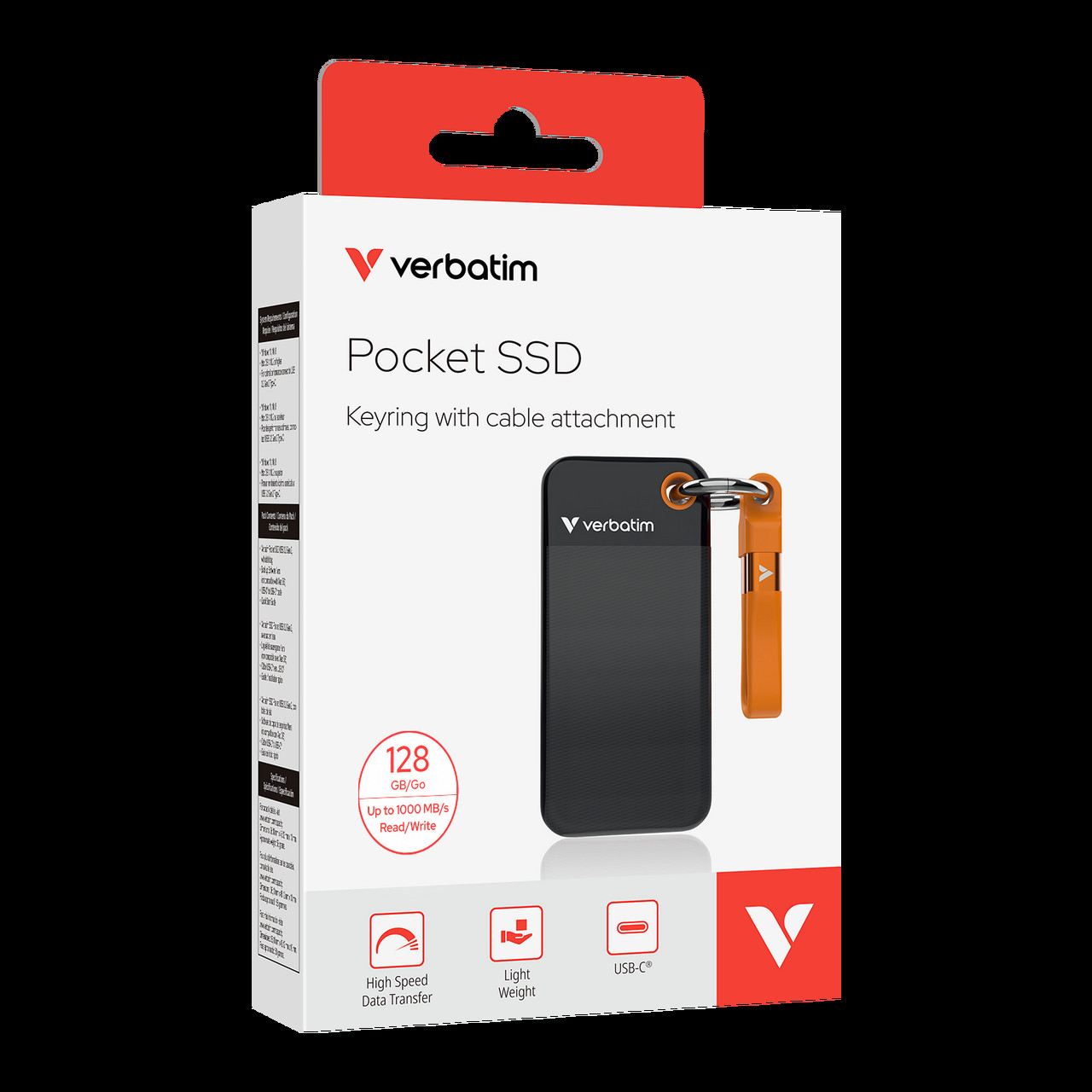 Verbatim Pocket SSD USB 3.2 Gen 2 128GB Black/Orange