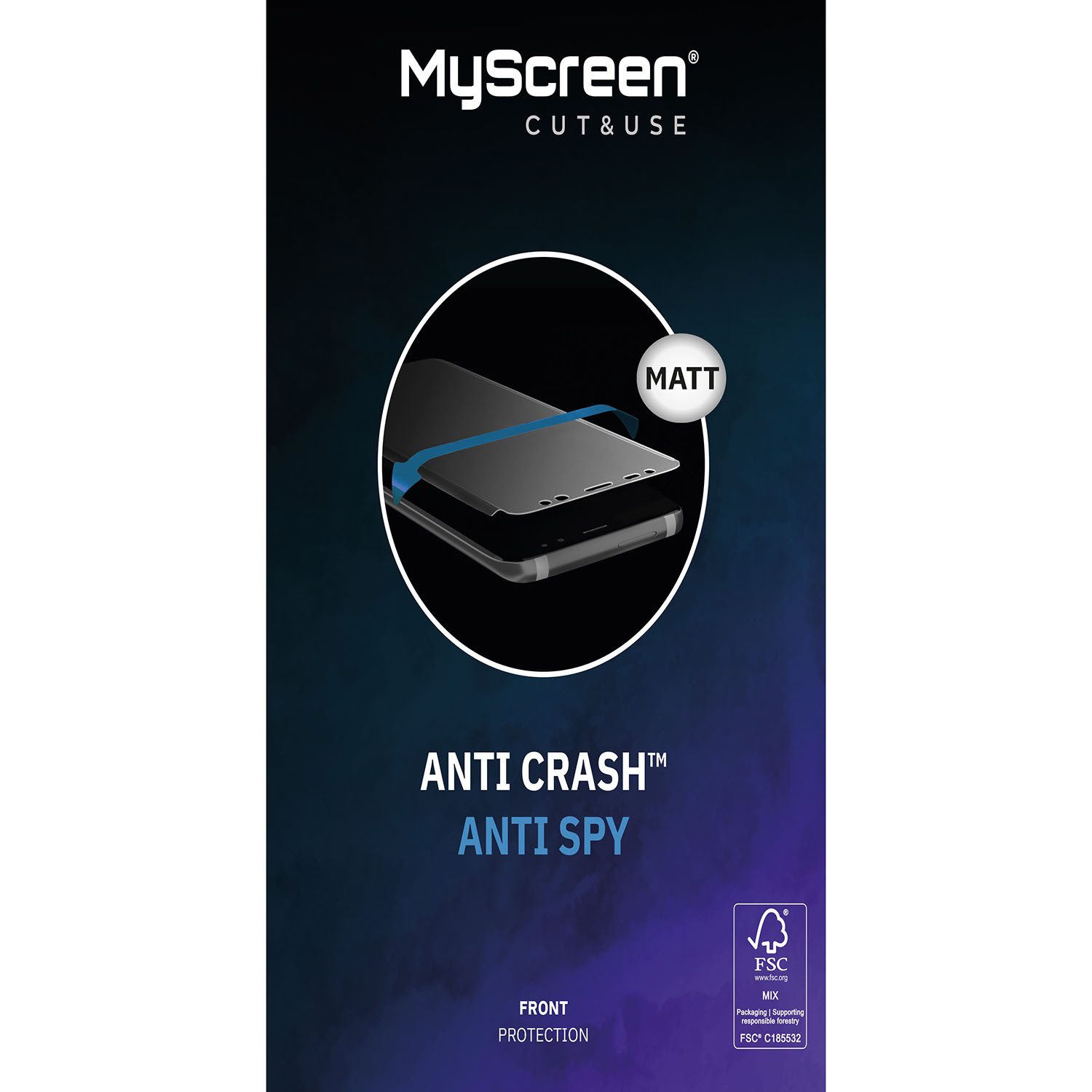 MYSCREEN NEW antiCRASCH Privacy Matt Protective Film 6,5" Dry inst