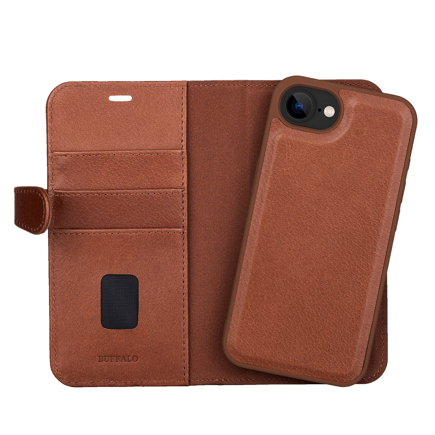BUFFALO 2in1 Leather 3 card iPhone 16e/17e Brown