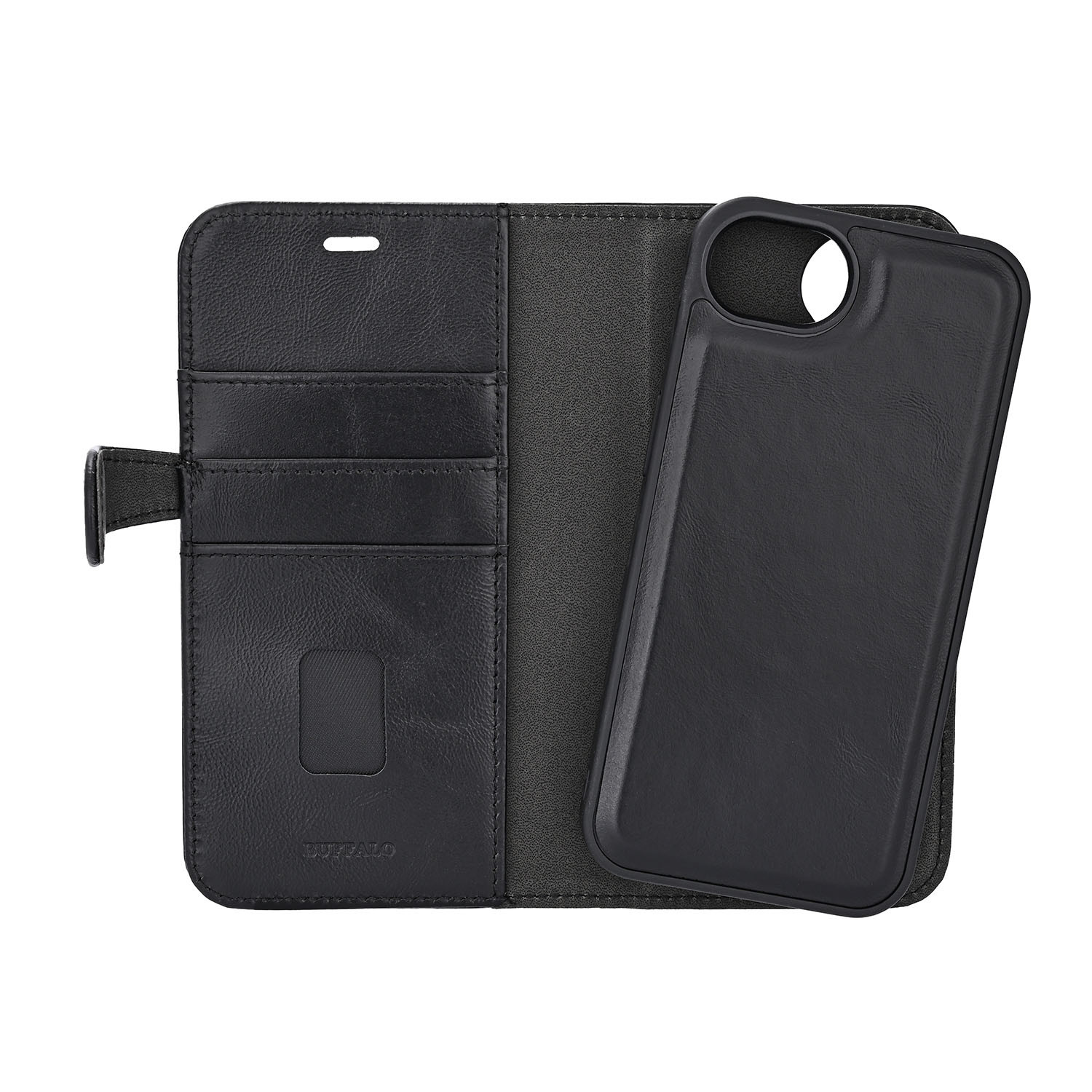 BUFFALO 2in1 Leather 3 card iPhone 16e/17e Black