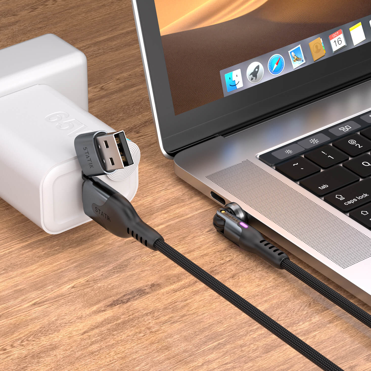 STATIK PowerPivot Pro Nylon Braided USB-C to USB-C, 1m Black