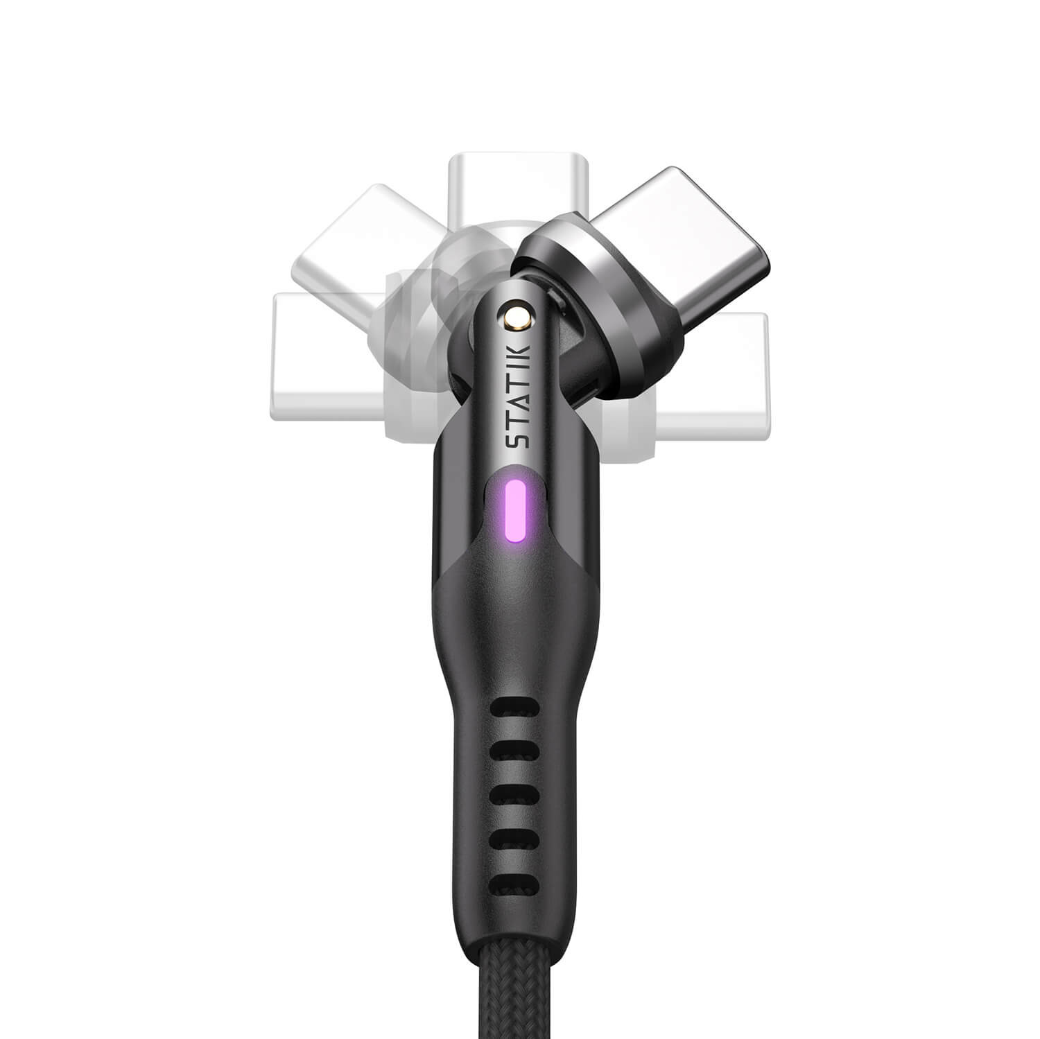 STATIK PowerPivot Pro Nylon Braided USB-C to USB-C, 1m Black