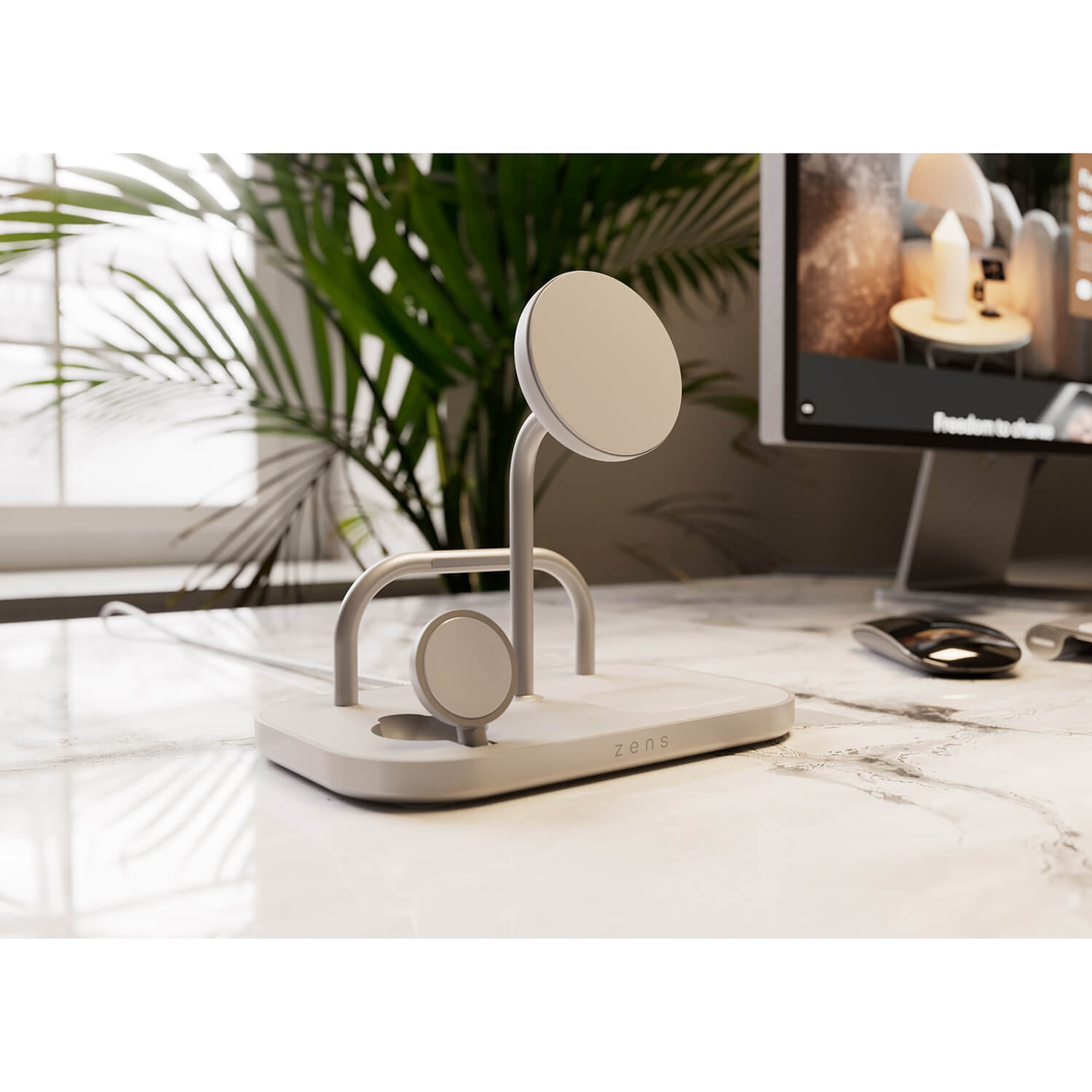 ZENS Wireless Charger 4-in-1 Qi2 60W USB-C Out White