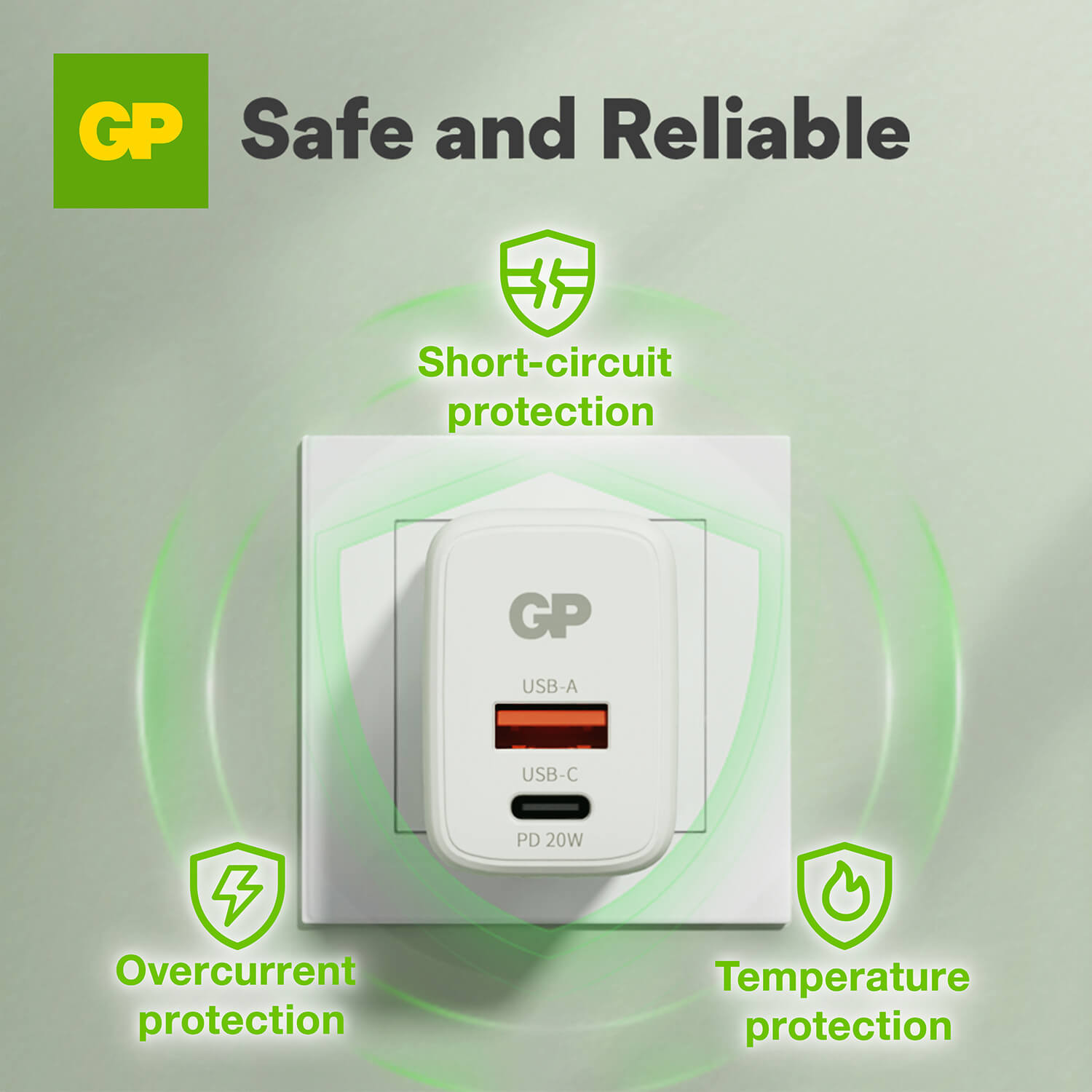 GP Wall Charger WM2B PD 20W USB-A + USB-C