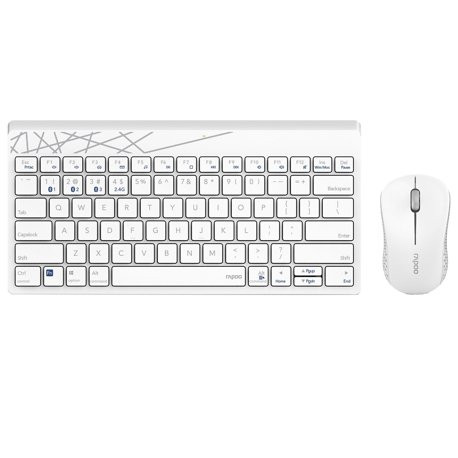 BildeRAPOO Keyboard/Mice Set 8000M Wireless Multi-Mode White