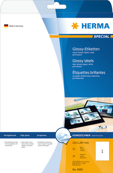 BildeHerma Etiketter Glossy A4 210x297 hvit (25)