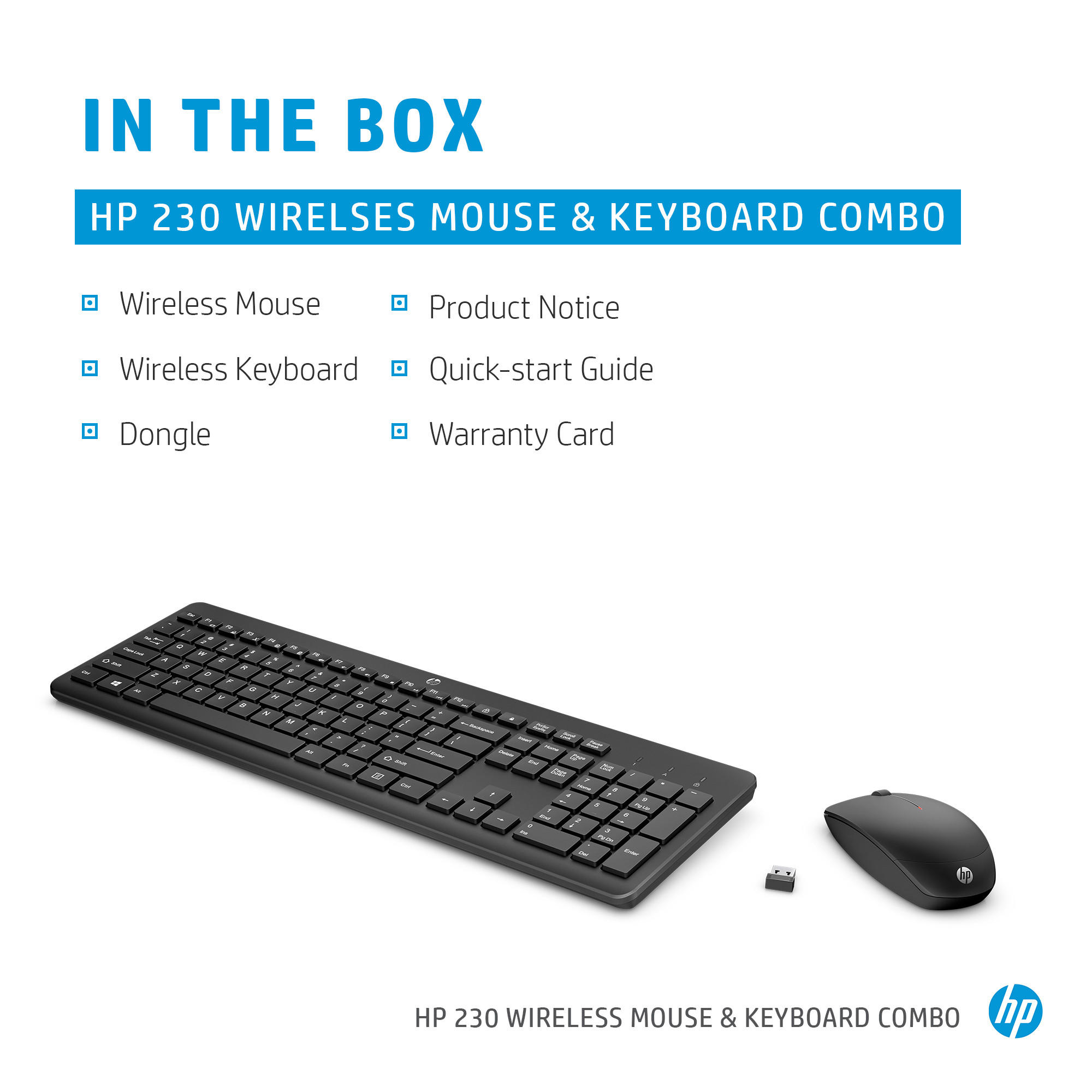 HP 230 Trdls Desktop Sett, Sort - Nordisk (Consumer)