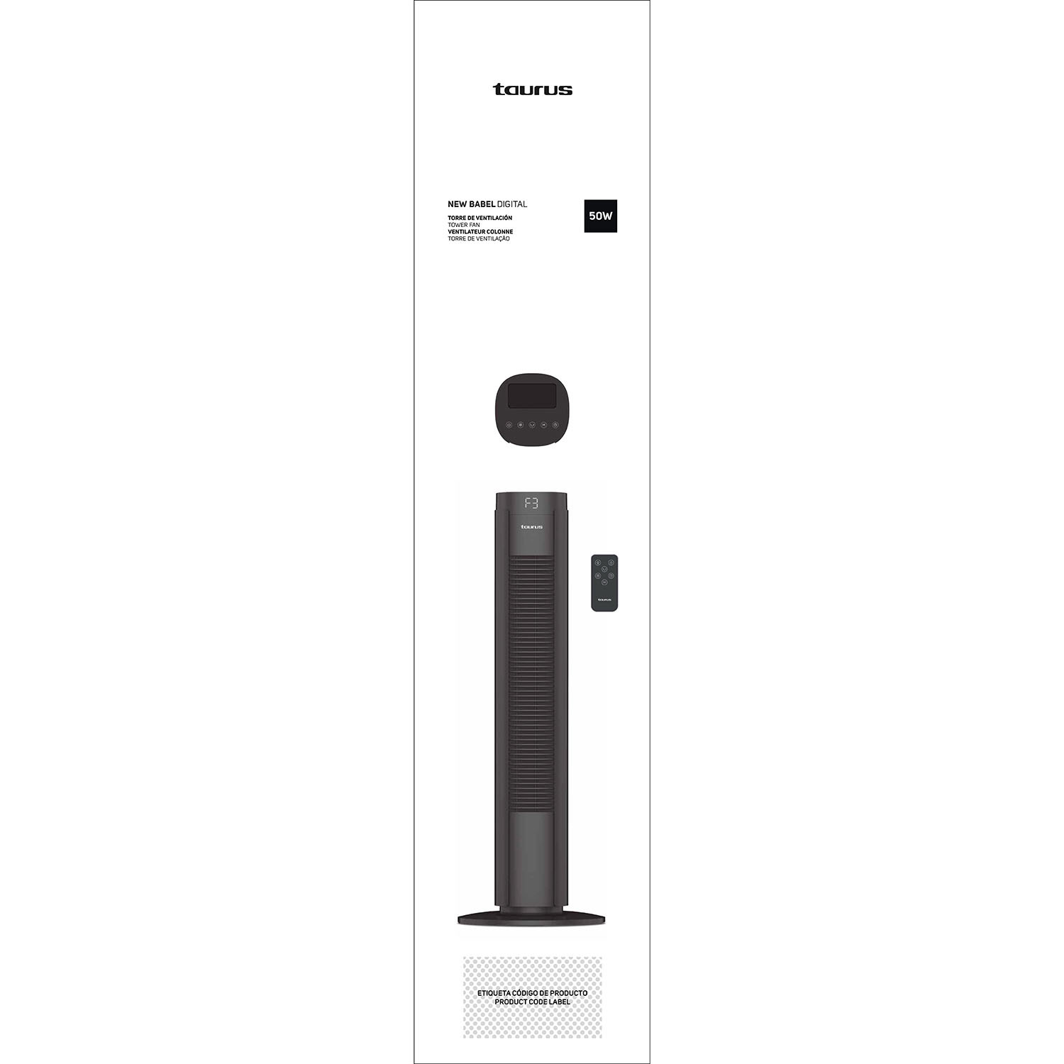 TAURUS Tower Fan 76 CM New Babel Digital Black