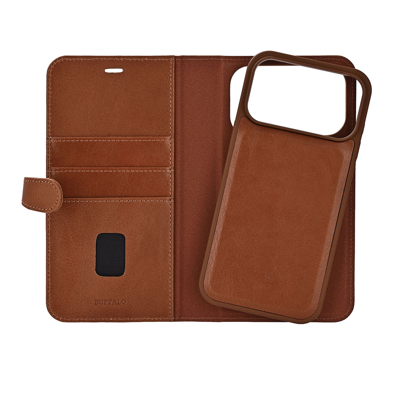BUFFALO 2in1 Leather 3 card MagSeries iPhone 17 Pro Max Brown