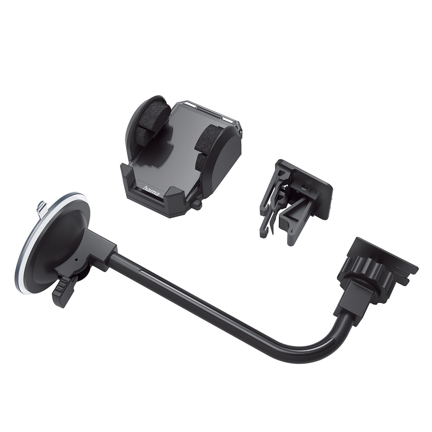 HAMA 2in1 Mobile Phone Holder Kit for Airwent/Windscreen, 360-degr