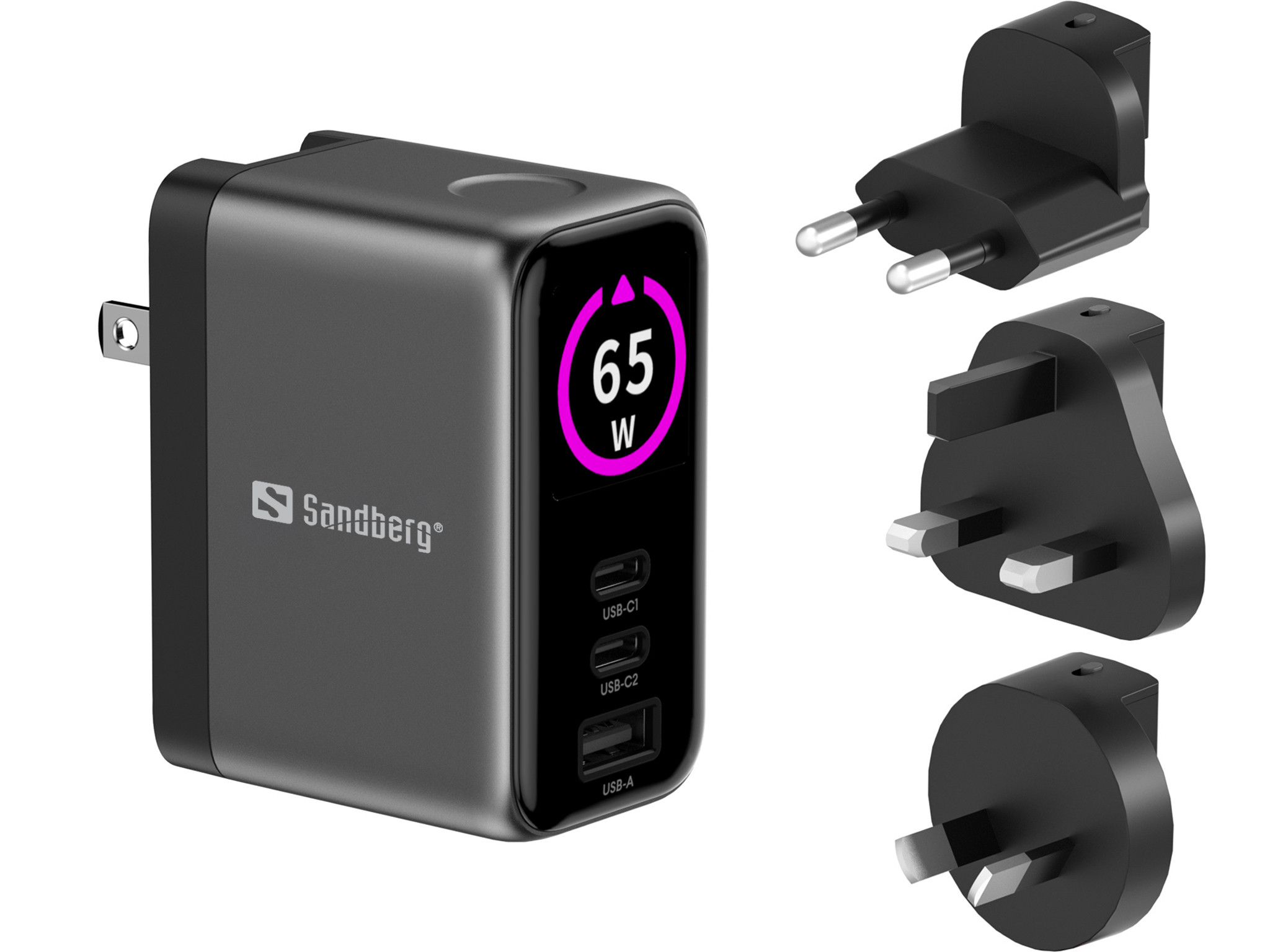 Sandberg Travel Charger PD65W Display