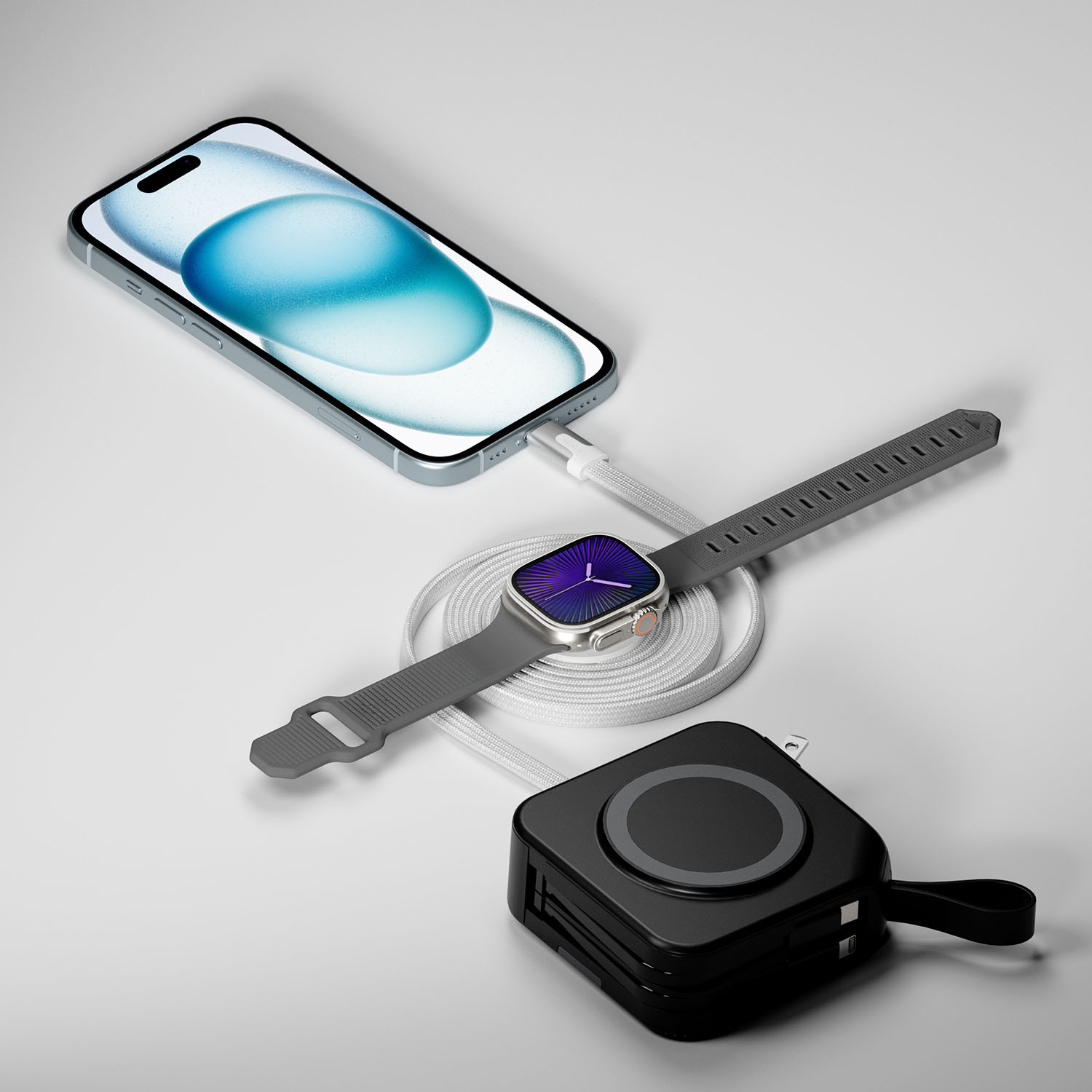 STATIK MagStack 2in1 C to C Cable with Apple Watch charging 1,5m White