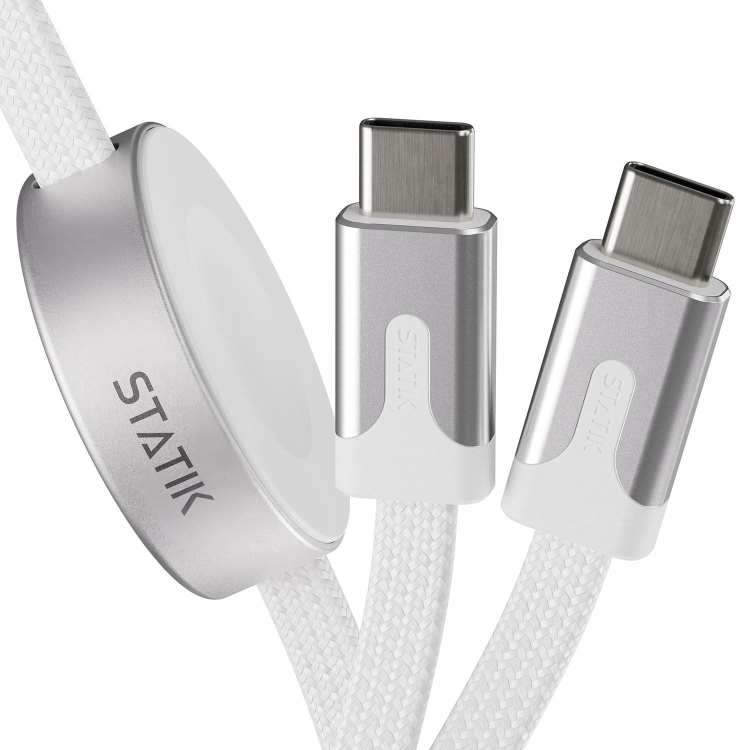 STATIK MagStack 2in1 C to C Cable with Apple Watch charging 1,5m White