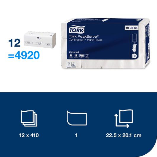 Tørkeark Tork Peakserve Univers H5 (410 stk/bunt, 12 bunter)