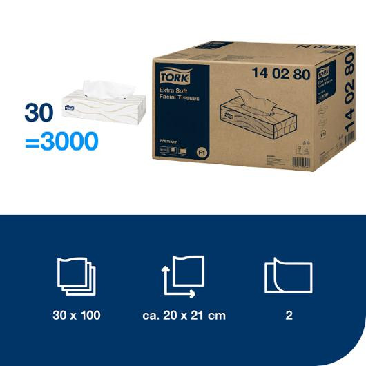 Ansiktsserviett Tork Premium 2L F1 (100 stk)