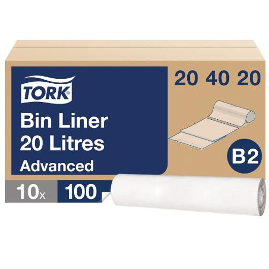 BildeAvfallspose Tork 20L B2 Hvit (1000 stk)