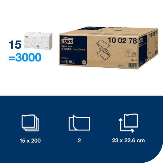 Tørkeark Tork Prem Singlef 2L H3 (3000 stk)
