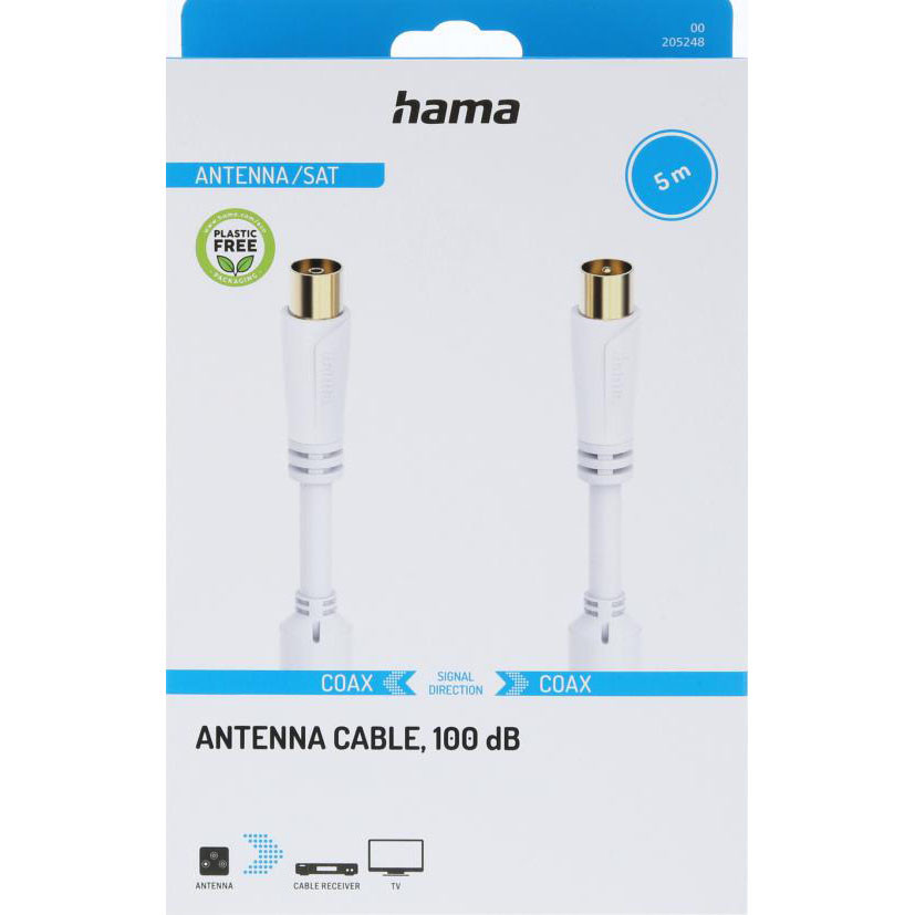 HAMA Cable Antenna 100dB White 5.0m