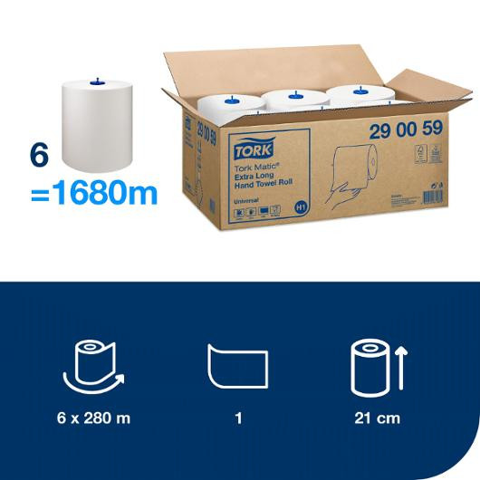 Tørkerull Tork Matic Univ. H1 280M (6 stk)