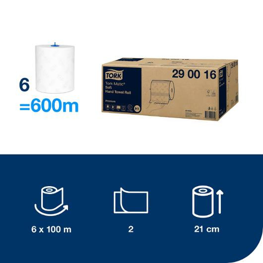 Tørkerull Tork Matic Premium 2L H1 100M (6 ruller)