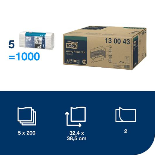 Klut Tork Premium W4 Plus Hvit (200 stk)