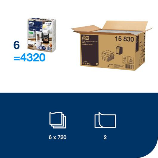 Dispenserserviett Tork N14 2L Hvit (720 stk/pk, 6 pakker)