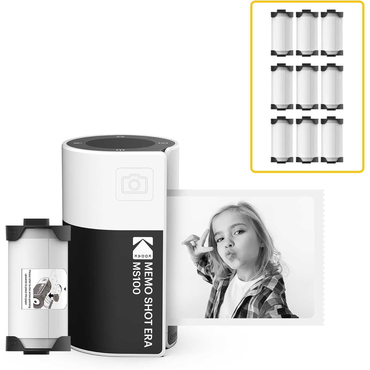 KODAK Instant Camera Memo Shot MS100 White Bundle