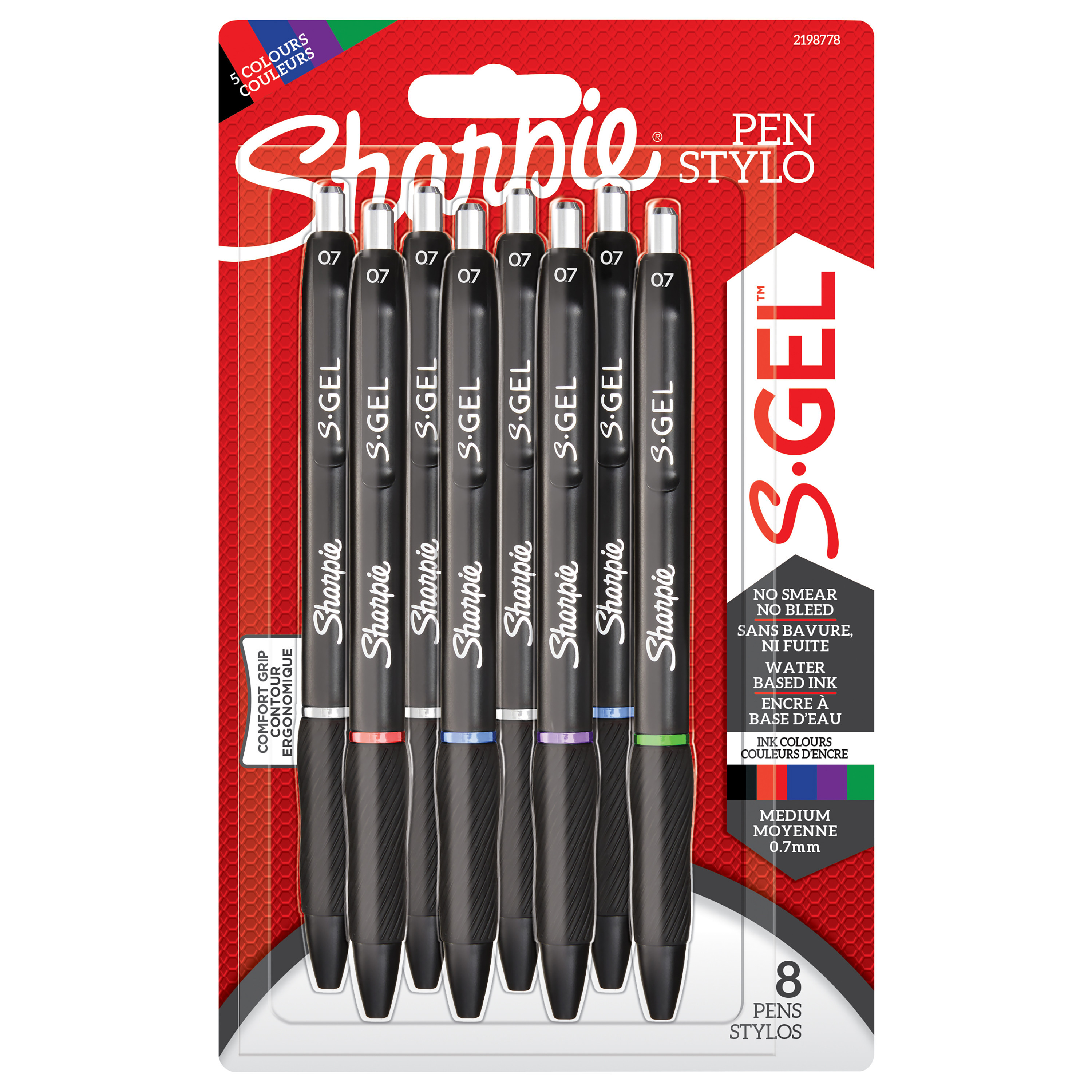 Sharpie Gelblekkpenn S-Gel 0,7 hvit blist ass (8)