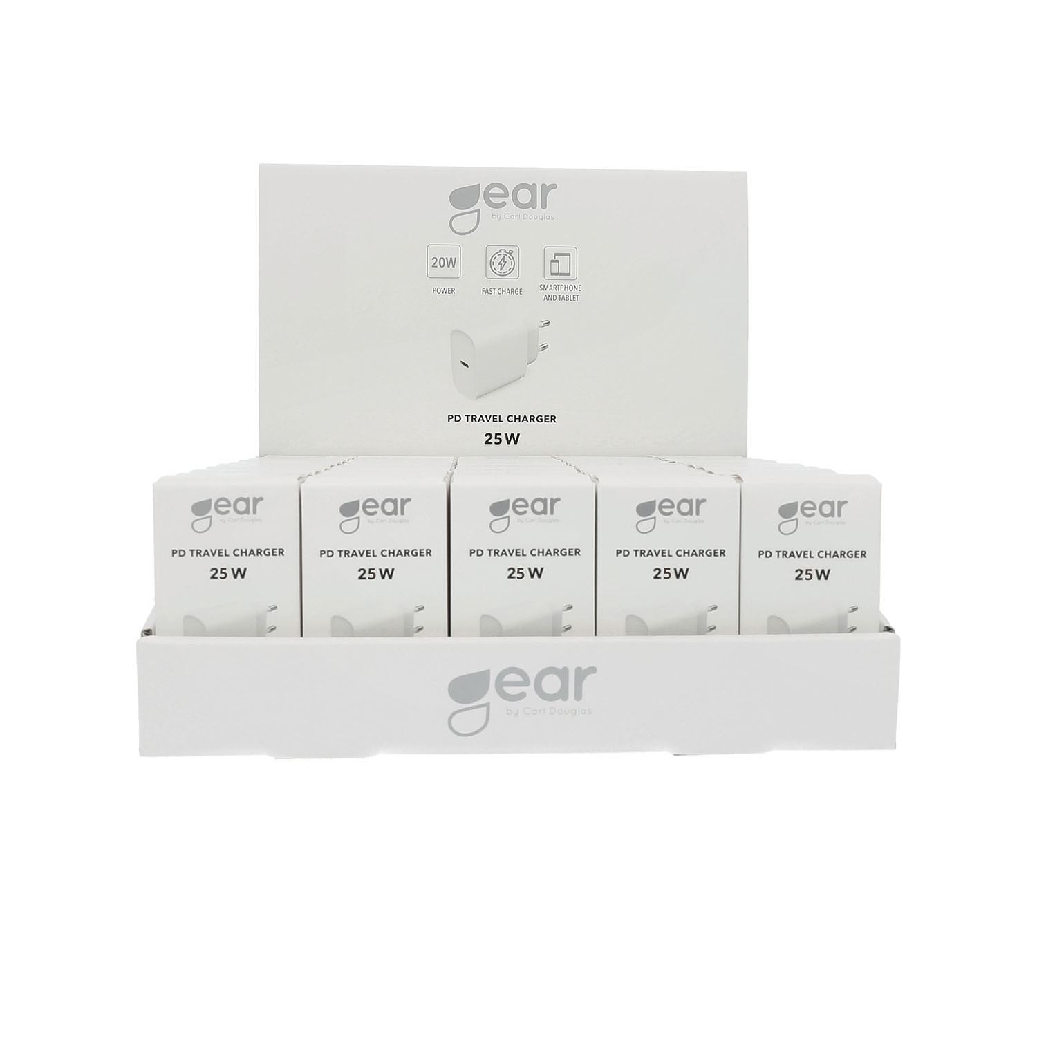 BildeGEAR Charger 220V 1xUSB-C PD 25W Bulk 50pcs White