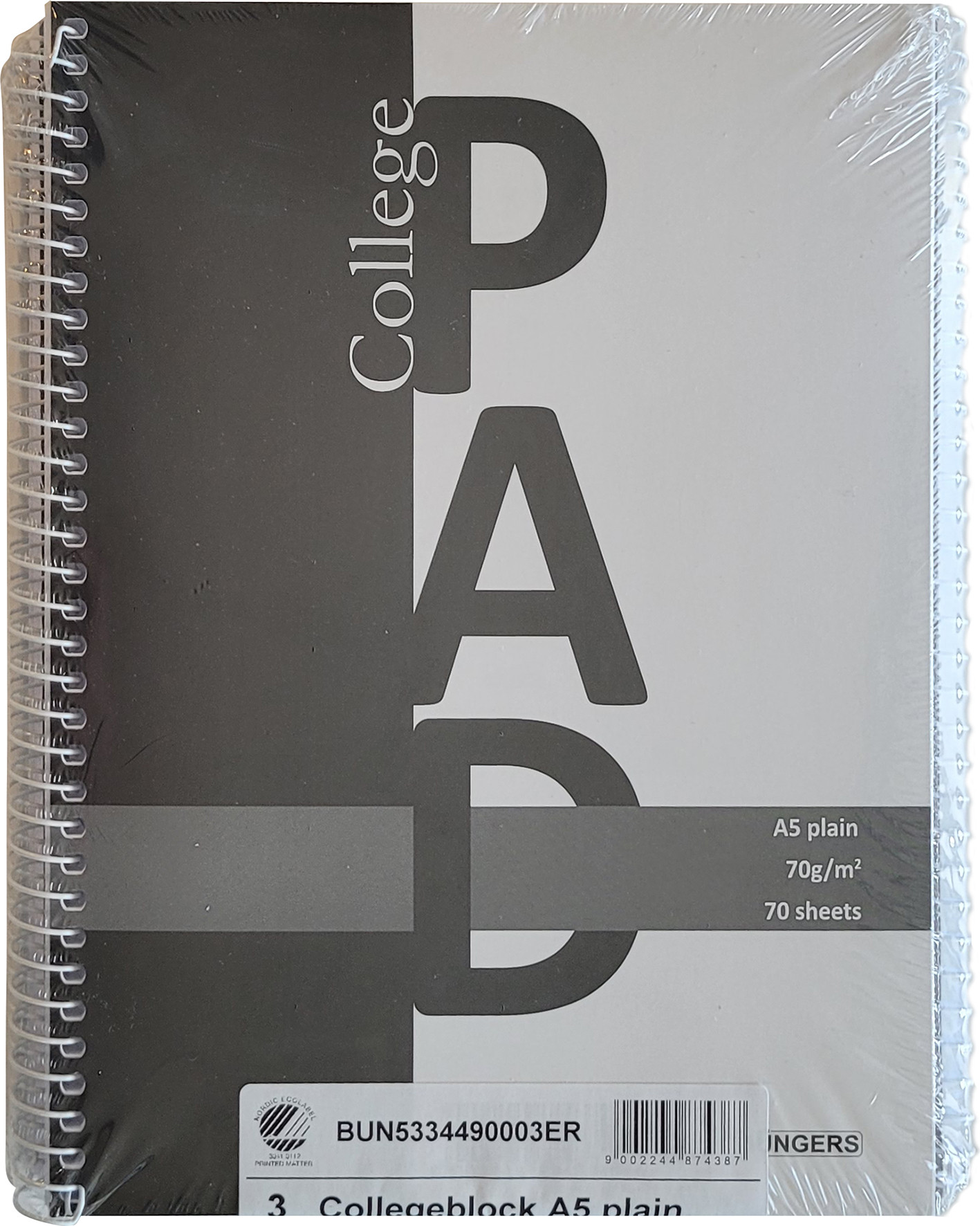 college pad A5 70g/70 sheets plain (3)
