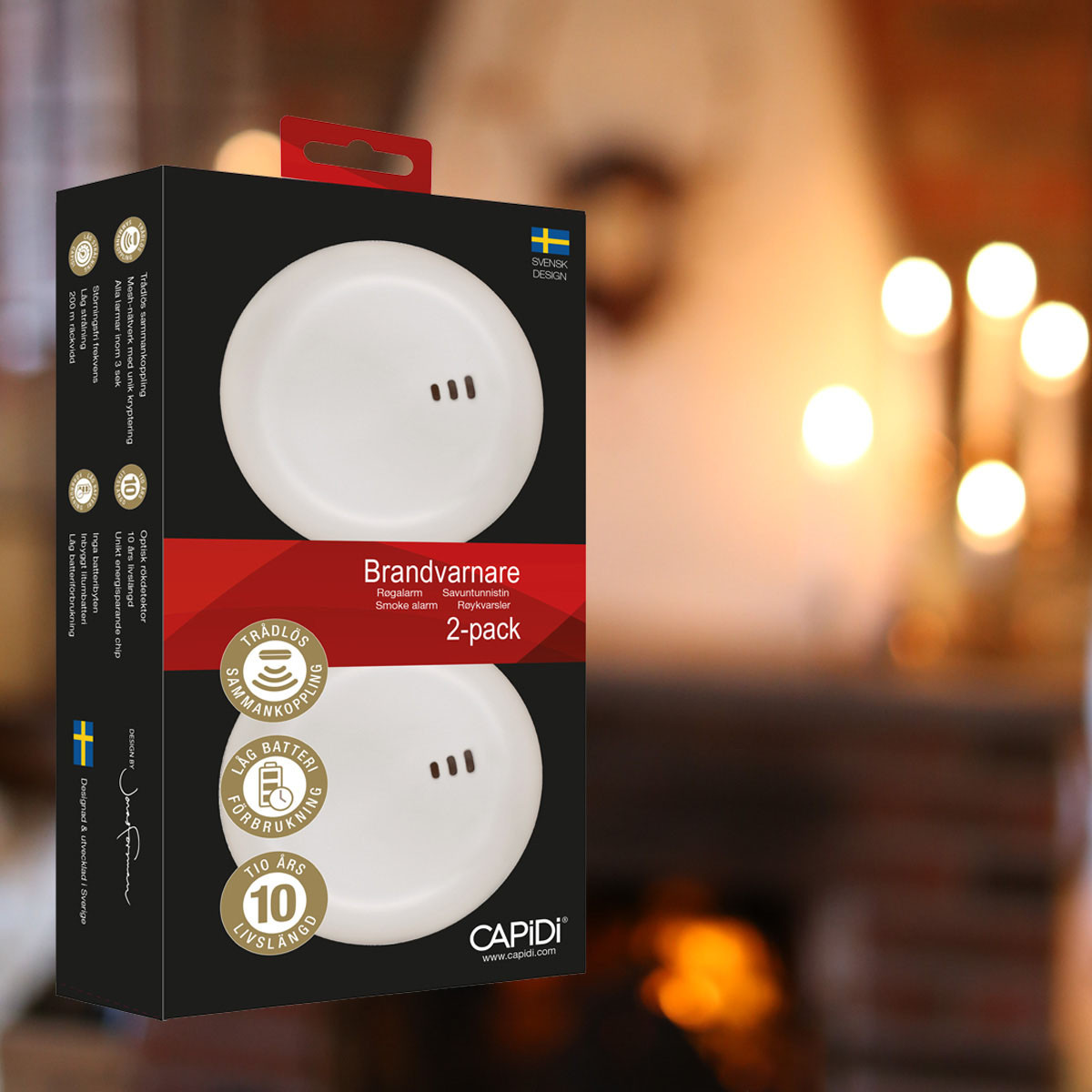 CAPIDI Smoke Alarm 2-pack White
