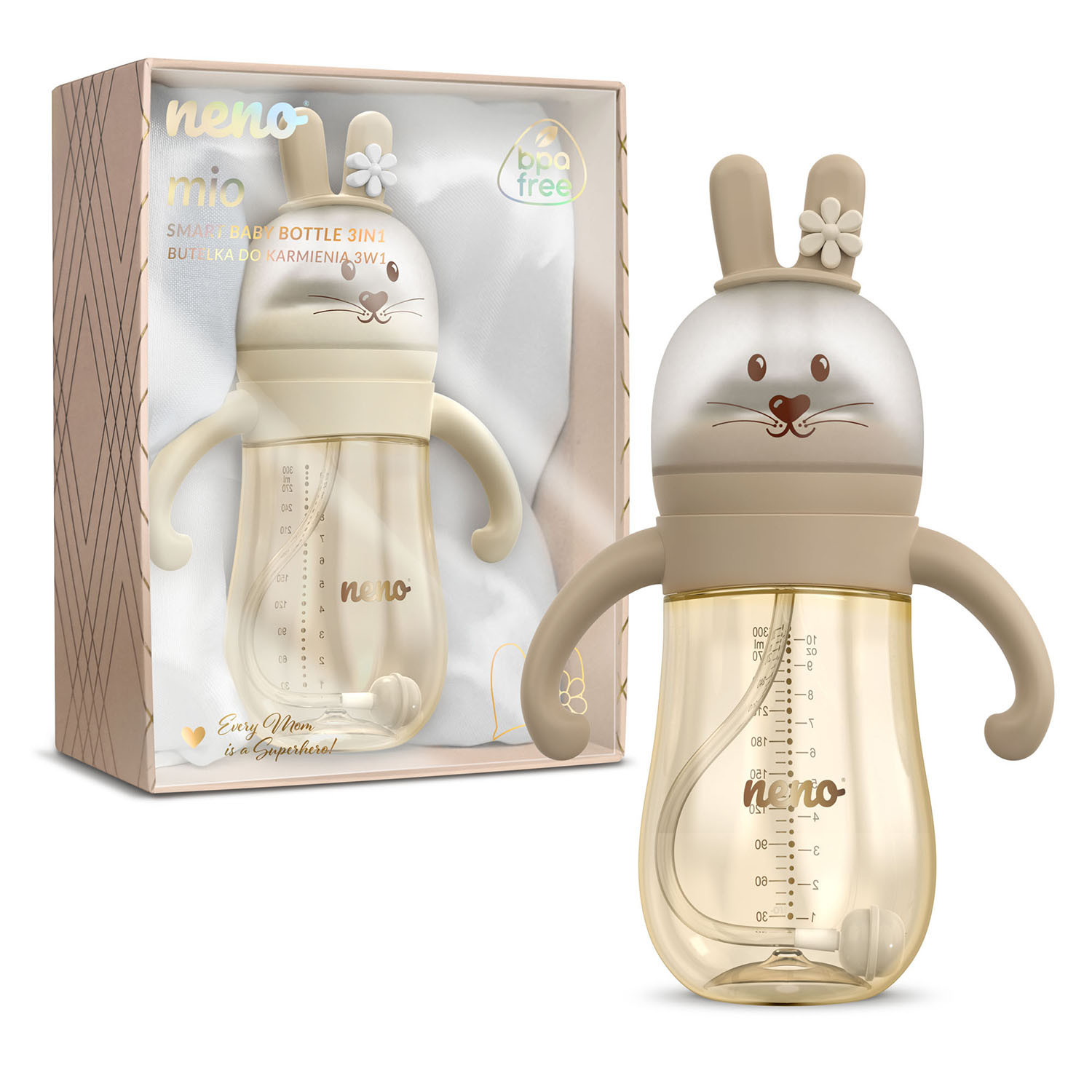 NENO Feeding Bottle MIO 3-In-1 Brown 300ml